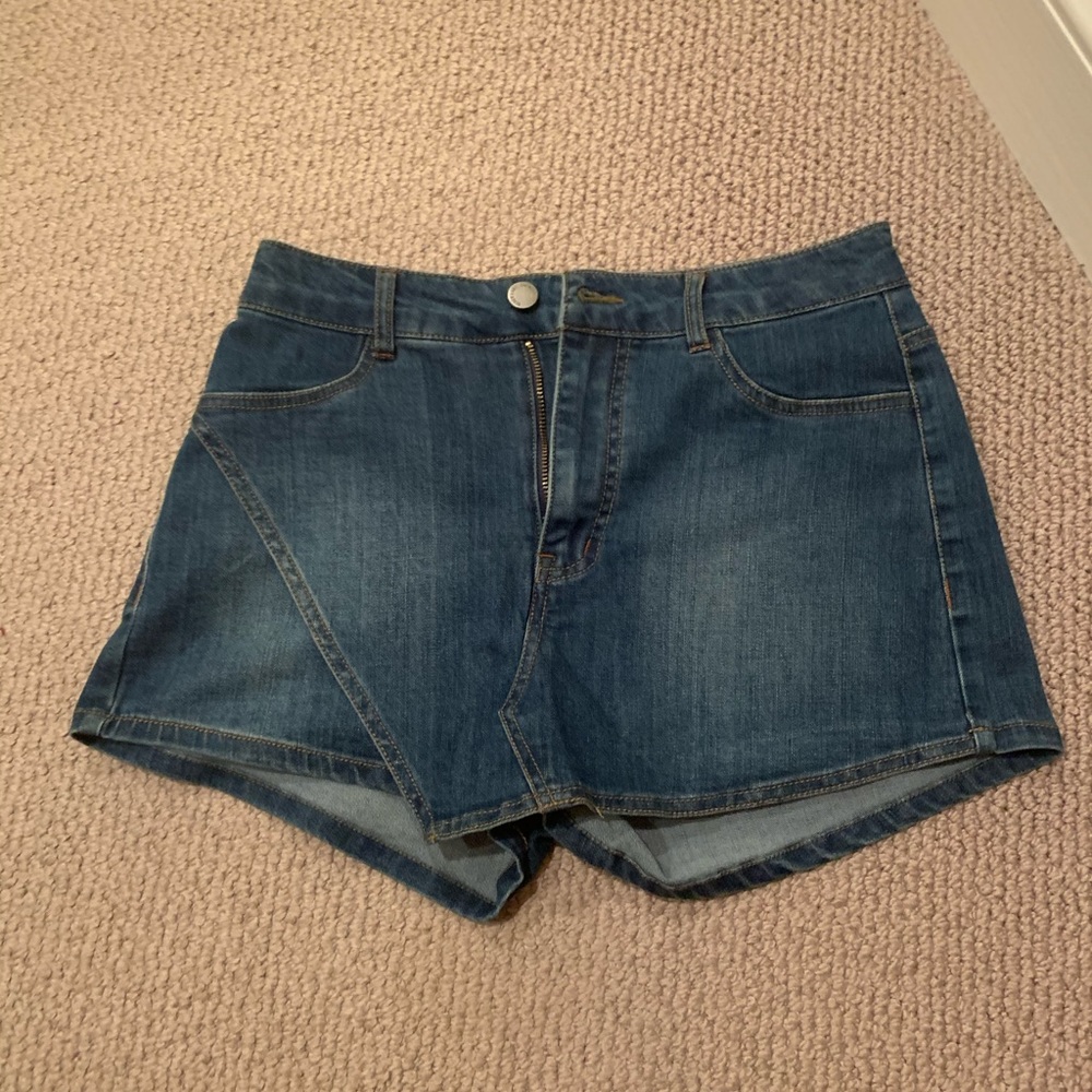 Denim asymmetrical skort